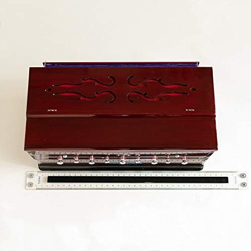 Harmonium Musical Instrument, Maharaja Musicals, 9 Stops, 3 1/2 Octave, Double Reed, Coupler, Dark Mahogany, 2024-25 Model, Standard, Padded Bag, A440 Tuned, Indian Sangeeta Harmonium - DC