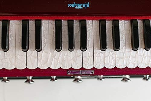 Harmonium Musical Instrument, Maharaja Musicals, 9 Stops, 3 1/2 Octave, Double Reed, Coupler, Dark Mahogany, 2024-25 Model, Standard, Padded Bag, A440 Tuned, Indian Sangeeta Harmonium - DC