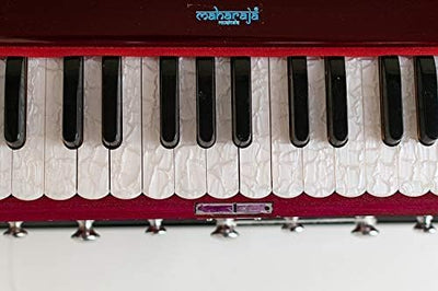 Harmonium Musical Instrument, Maharaja Musicals, 9 Stops, 3 1/2 Octave, Double Reed, Coupler, Dark Mahogany, 2024-25 Model, Standard, Padded Bag, A440 Tuned, Indian Sangeeta Harmonium - DC