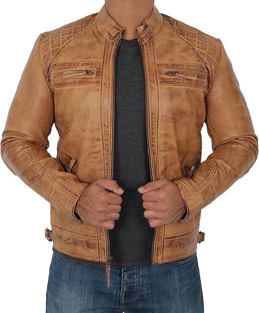 Camel Leather Jacket for Men