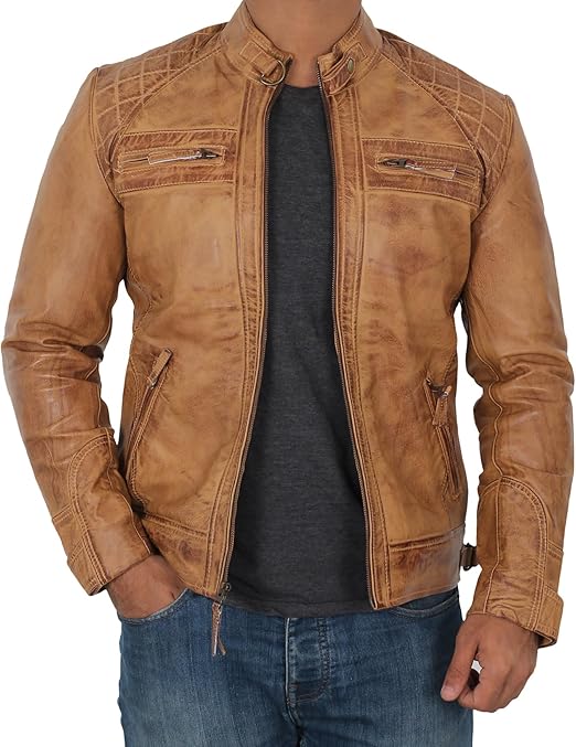 Camel Leather Jacket for Men