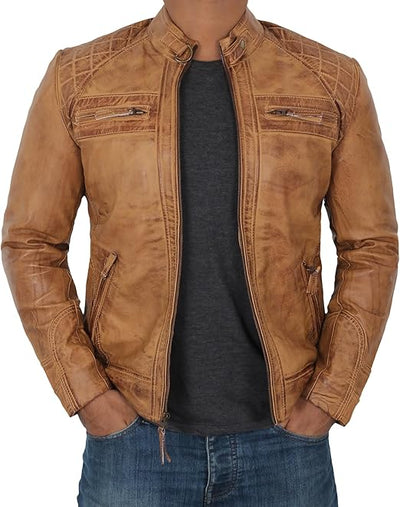 Camel Leather Jacket for Men