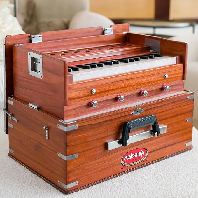 Maharaja Kirtan Harmonium KHF1 | Portable Flight Model | Dark Wood Finish | Professionally Tuned | in USA | Handmade For Yoga & Kirtan | Fits Overhead Compartment