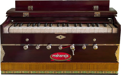 Maharaja Musicals, Handmade Harmonium, 3 1/4 Octave (Saptak), 7 Stop, Standing, Coupler, Multi Bellow, Padded Bag, Tuned A440, Dark Mahogany Color, PDI-DB