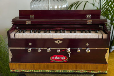 Maharaja Musicals, Handmade Harmonium, 3 1/4 Octave (Saptak), 7 Stop, Standing, Coupler, Multi Bellow, Padded Bag, Tuned A440, Dark Mahogany Color, PDI-DB