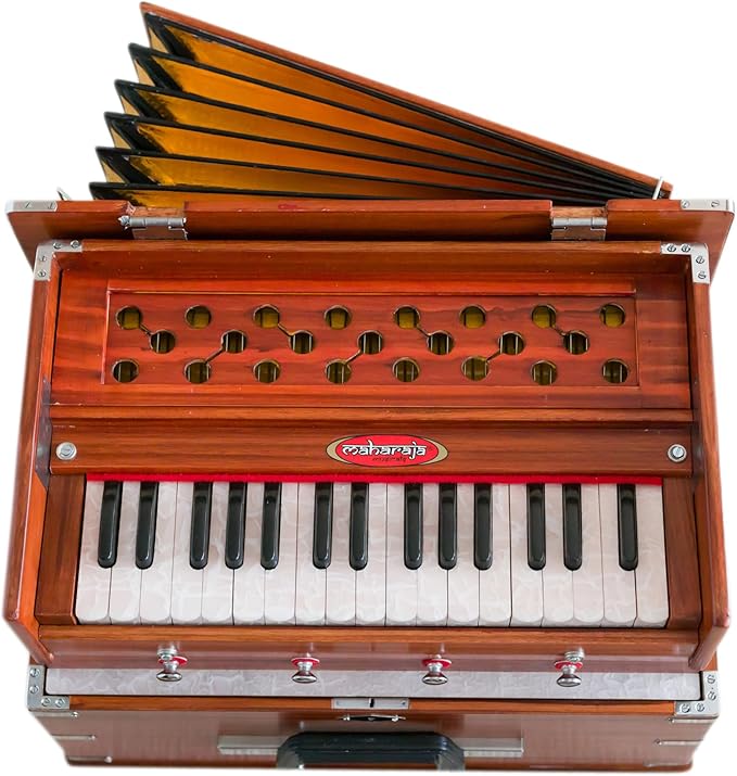 Maharaja Kirtan Harmonium KHF1 | Portable Flight Model | Dark Wood Finish | Professionally Tuned | in USA | Handmade For Yoga & Kirtan | Fits Overhead Compartment