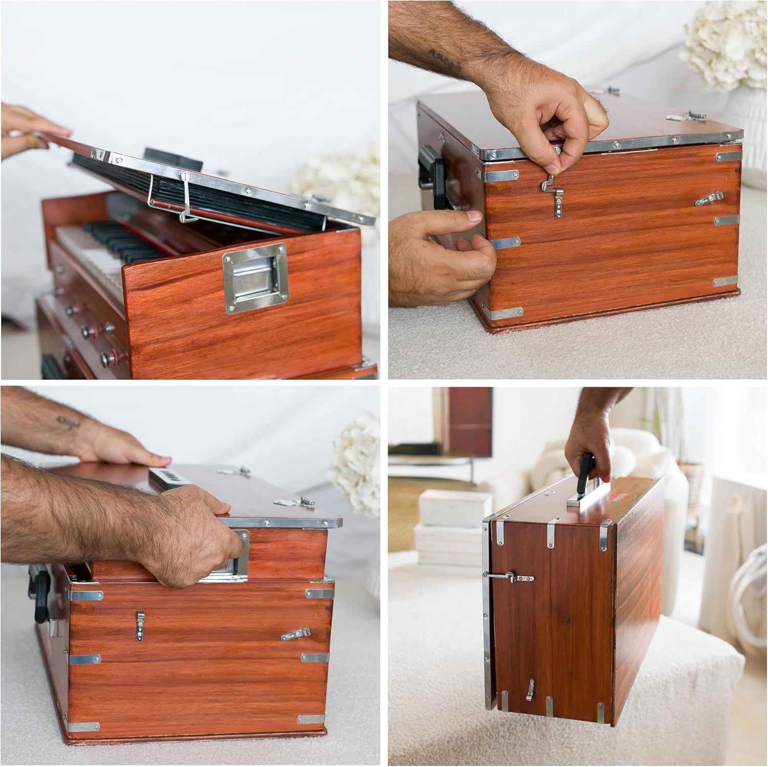 Maharaja Kirtan Harmonium KHF1 | Portable Flight Model | Dark Wood Finish | Professionally Tuned | in USA | Handmade For Yoga & Kirtan | Fits Overhead Compartment