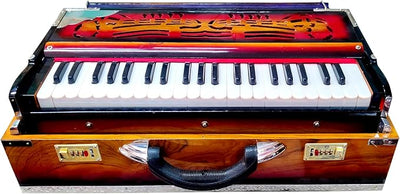 Harmonium, Maanvish Professional Harmonium Portable, Triple Reeds, 3 1/2 Octaves, 9 stops,4 Extra Notes, Padded Bag
