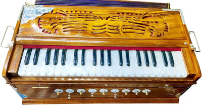 Maanvish Professional Harmonium Standard, Double Reeds, 3 1/2 Octaves, 9 stops,4 Extra Notes, Padded Bag