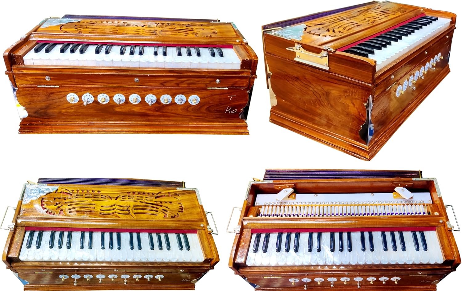Maanvish Professional Harmonium Standard, Double Reeds, 3 1/2 Octaves, 9 stops,4 Extra Notes, Padded Bag