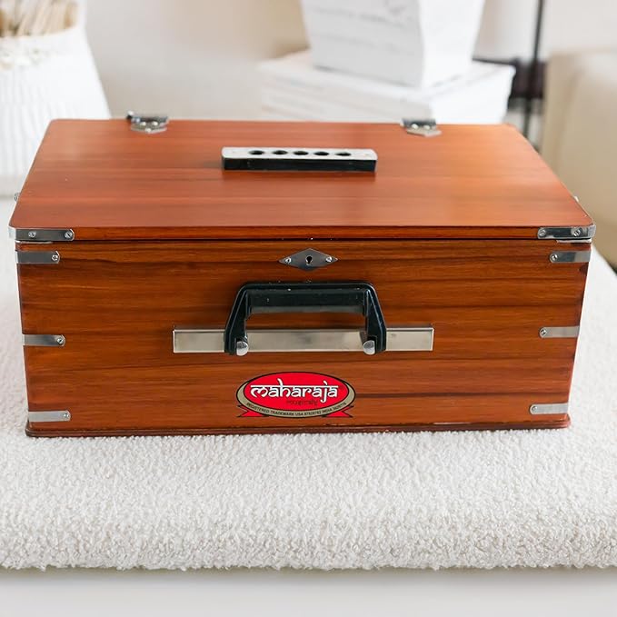 Maharaja Kirtan Harmonium KHF1 | Portable Flight Model | Dark Wood Finish | Professionally Tuned | in USA | Handmade For Yoga & Kirtan | Fits Overhead Compartment