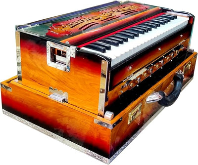 Harmonium, Maanvish Professional Harmonium Portable, Triple Reeds, 3 1/2 Octaves, 9 stops,4 Extra Notes, Padded Bag