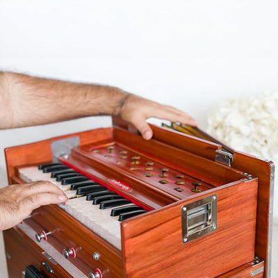 Maharaja Kirtan Harmonium KHF1 | Portable Flight Model | Dark Wood Finish | Professionally Tuned | in USA | Handmade For Yoga & Kirtan | Fits Overhead Compartment