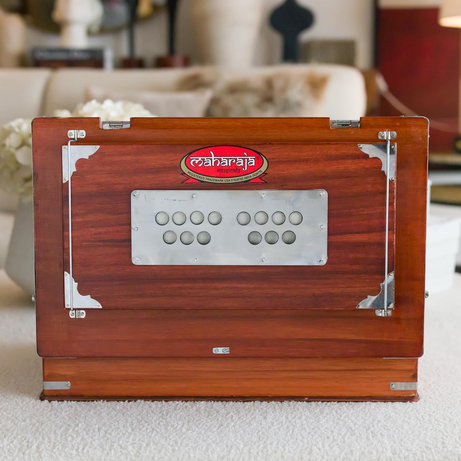 Maharaja Kirtan Harmonium KHF1 | Portable Flight Model | Dark Wood Finish | Professionally Tuned | in USA | Handmade For Yoga & Kirtan | Fits Overhead Compartment