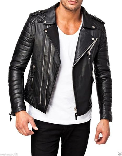 Golden Kings  Leather Jacket For Men Black Biker