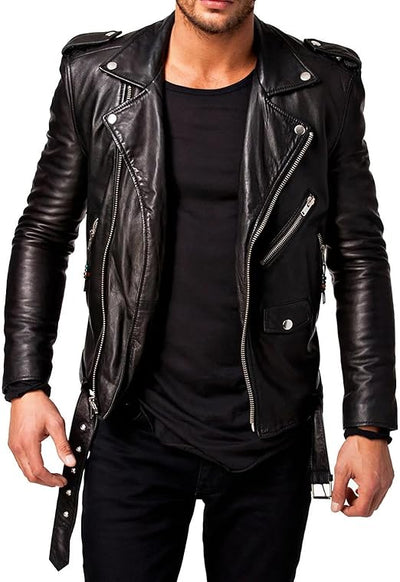 Golden Kings  Leather Jacket For Men Black Biker